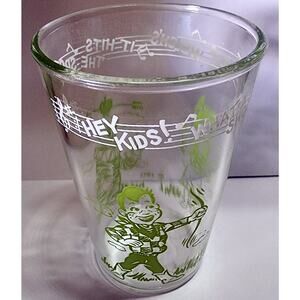 1953 Howdy Doody Welch's Hey Kids What a Shot Jelly Glass Clear / Green & White